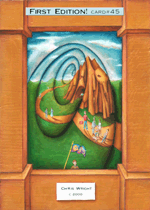 A Gold frame with yellow spiral road and warpy landscape